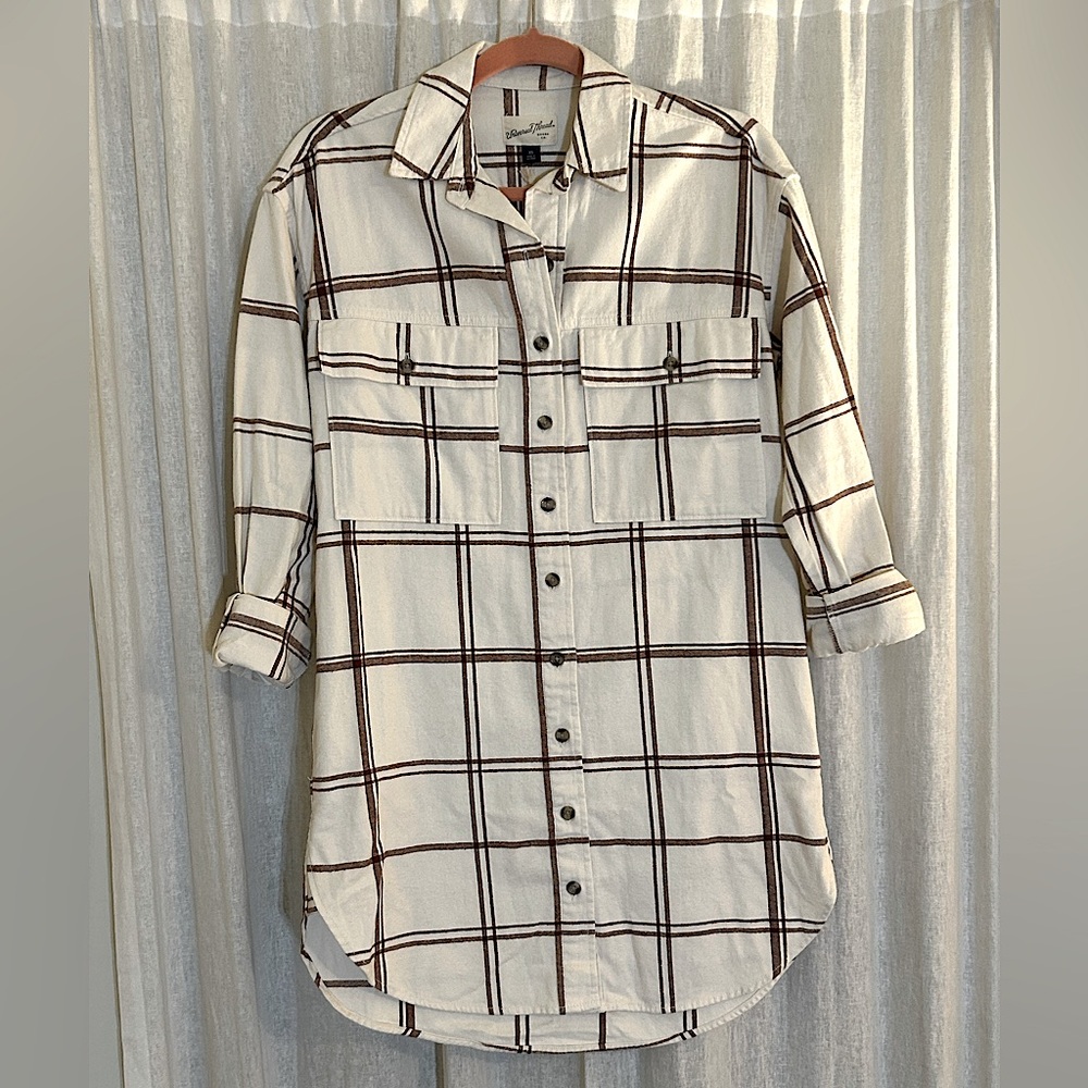 Rust/Cream Plaid Flannel Dress
